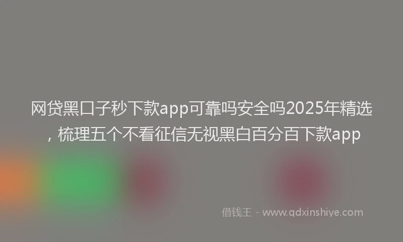 网贷黑口子秒下款app可靠吗安全吗2025年精选，梳理五个不看征信无视黑白百分百下款app
