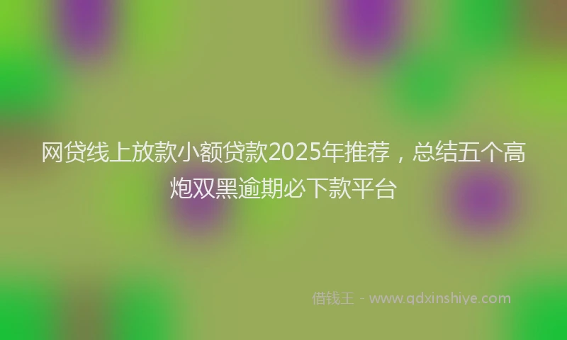 网贷线上放款小额贷款2025年推荐，总结五个高炮双黑逾期必下款平台