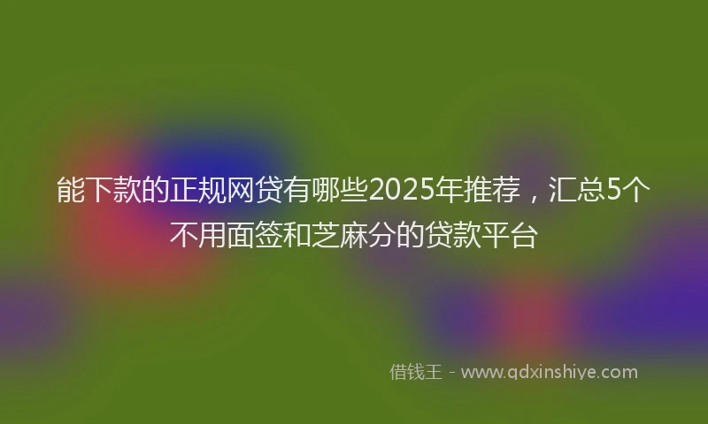 能下款的正规网贷有哪些2025年推荐，汇总5个不用面签和芝麻分的贷款平台