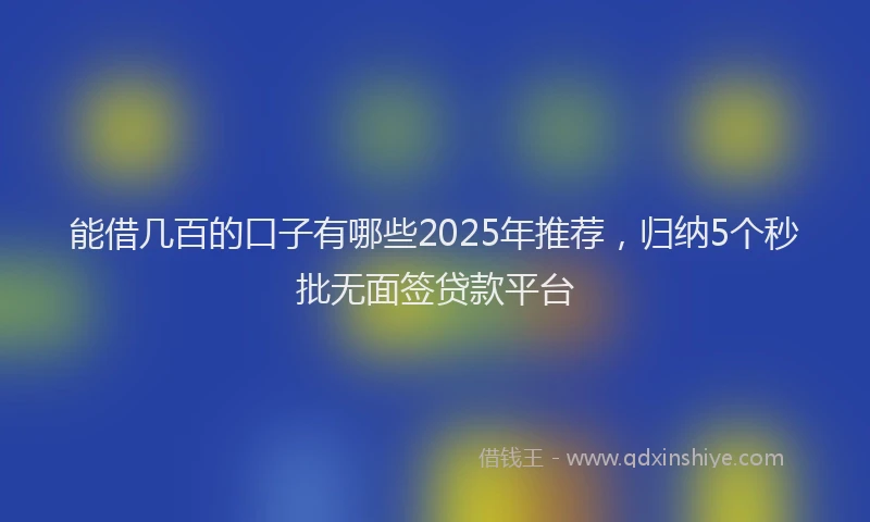 能借几百的口子有哪些2025年推荐，归纳5个秒批无面签贷款平台