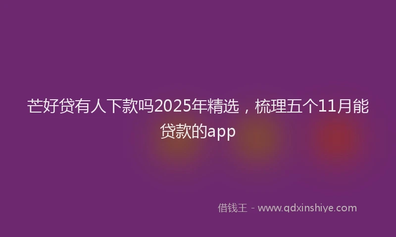 芒好贷有人下款吗2025年精选，梳理五个11月能贷款的app