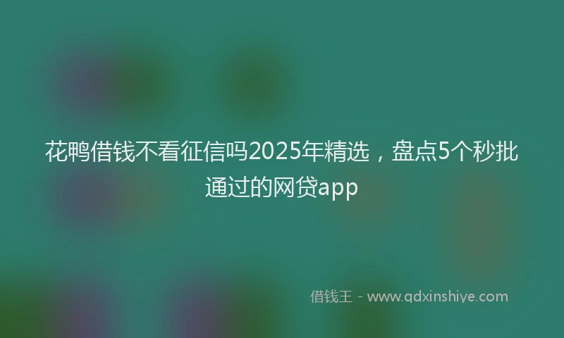 花鸭借钱不看征信吗2025年精选，盘点5个秒批通过的网贷app