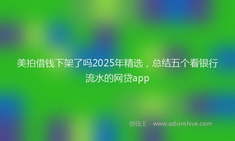 美拍借钱下架了吗2025年精选，总结五个看银行流水的网贷app