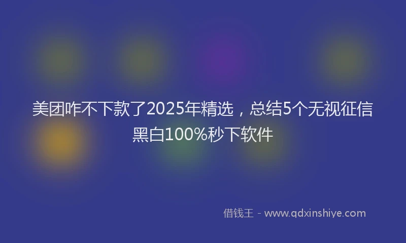美团咋不下款了2025年精选，总结5个无视征信黑白100%秒下软件