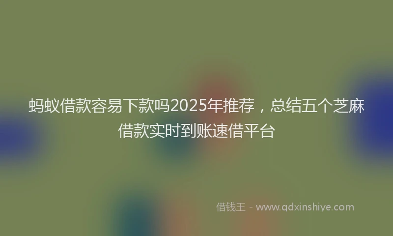 蚂蚁借款容易下款吗2025年推荐，总结五个芝麻借款实时到账速借平台