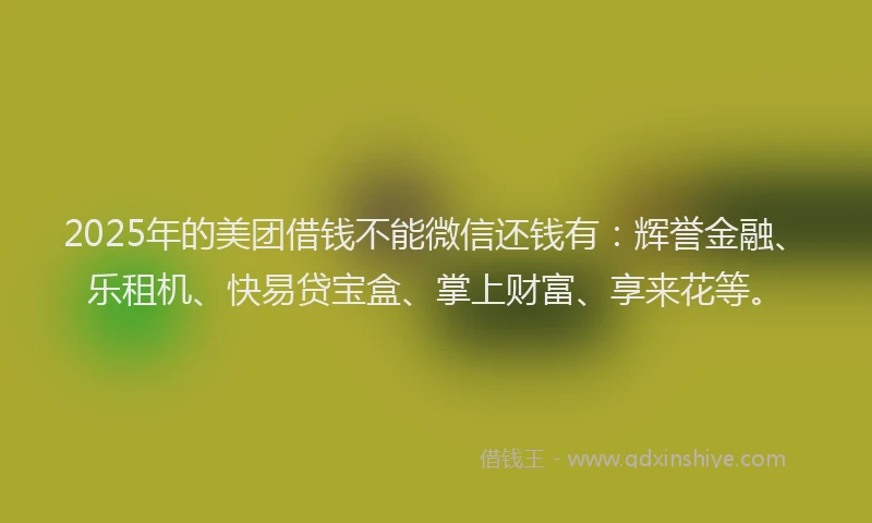 2025年的美团借钱不能微信还钱有：辉誉金融、乐租机、快易贷宝盒、掌上财富、享来花等。