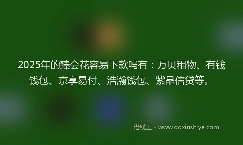 2025年的臻会花容易下款吗有：万贝租物、有钱钱包、京享易付、浩瀚钱包、紫晶信贷等。