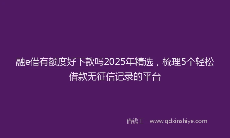 融e借有额度好下款吗2025年精选，梳理5个轻松借款无征信记录的平台