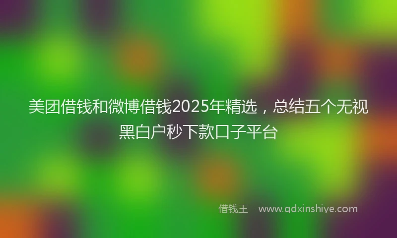美团借钱和微博借钱2025年精选，总结五个无视黑白户秒下款口子平台