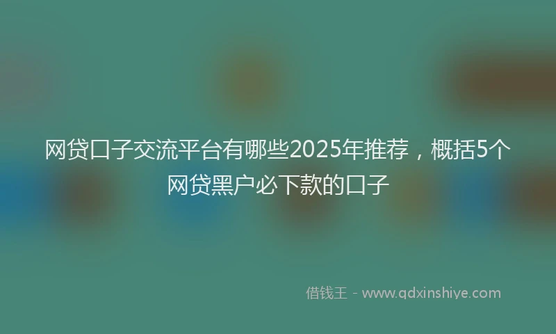网贷口子交流平台有哪些2025年推荐，概括5个网贷黑户必下款的口子