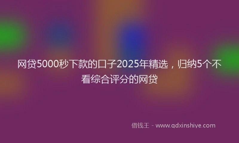 网贷5000秒下款的口子2025年精选，归纳5个不看综合评分的网贷