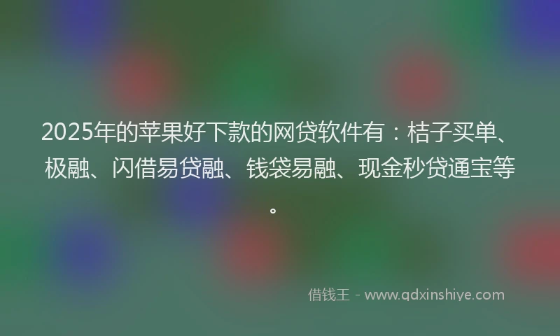 2025年的苹果好下款的网贷软件有：桔子买单、极融、闪借易贷融、钱袋易融、现金秒贷通宝等。