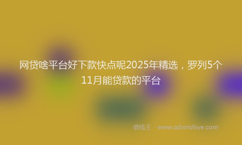 网贷啥平台好下款快点呢2025年精选，罗列5个11月能贷款的平台