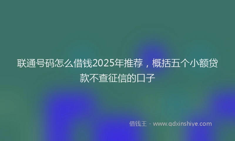联通号码怎么借钱2025年推荐，概括五个小额贷款不查征信的口子