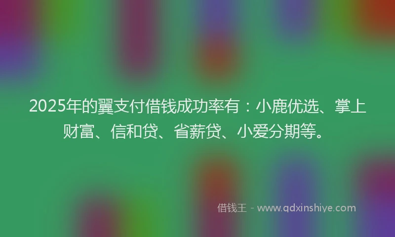 2025年的翼支付借钱成功率有：小鹿优选、掌上财富、信和贷、省薪贷、小爱分期等。