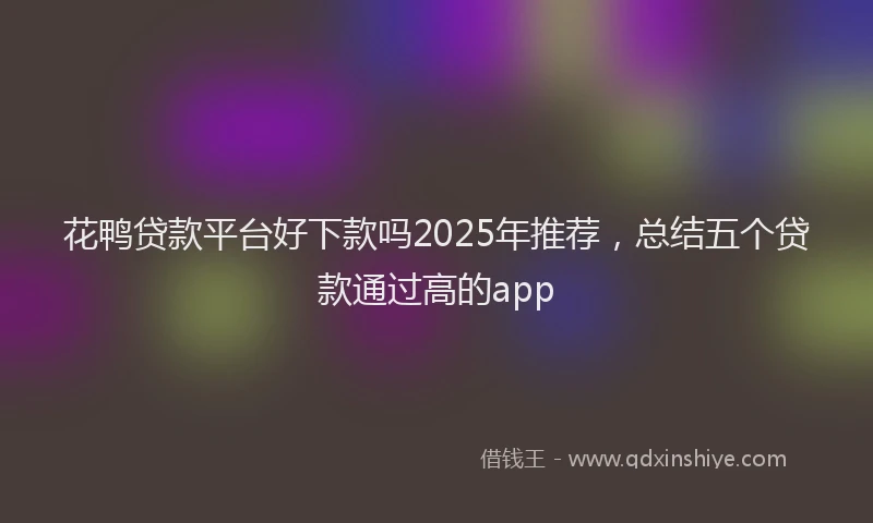 花鸭贷款平台好下款吗2025年推荐，总结五个贷款通过高的app