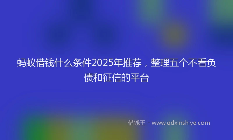 蚂蚁借钱什么条件2025年推荐，整理五个不看负债和征信的平台