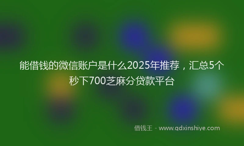 能借钱的微信账户是什么2025年推荐，汇总5个秒下700芝麻分贷款平台