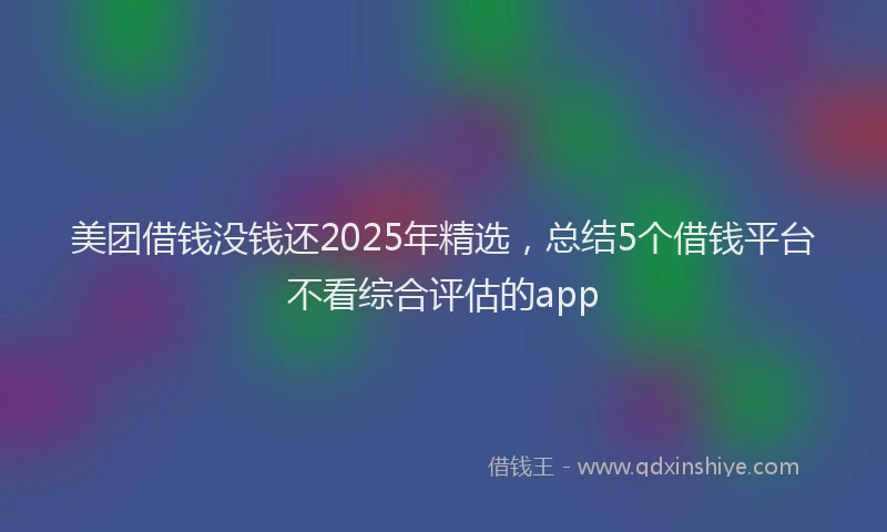 美团借钱没钱还2025年精选，总结5个借钱平台不看综合评估的app