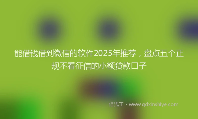 能借钱借到微信的软件2025年推荐，盘点五个正规不看征信的小额贷款口子