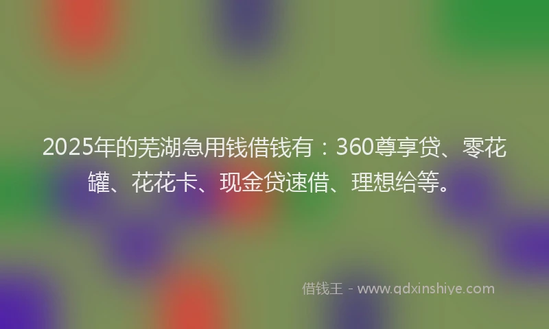 2025年的芜湖急用钱借钱有：360尊享贷、零花罐、花花卡、现金贷速借、理想给等。