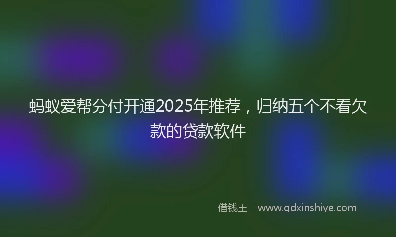 蚂蚁爱帮分付开通2025年推荐，归纳五个不看欠款的贷款软件