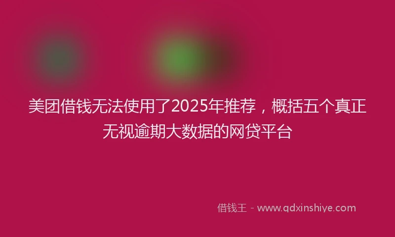 美团借钱无法使用了2025年推荐，概括五个真正无视逾期大数据的网贷平台
