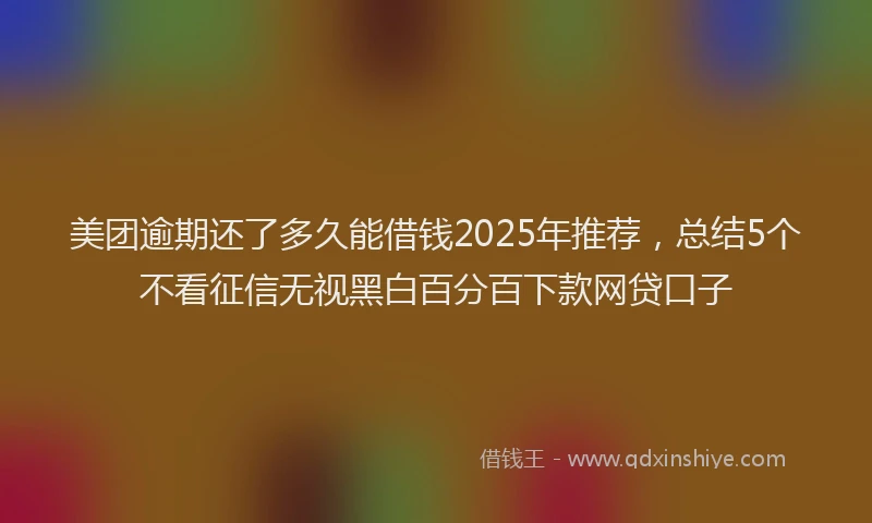 美团逾期还了多久能借钱2025年推荐，总结5个不看征信无视黑白百分百下款网贷口子