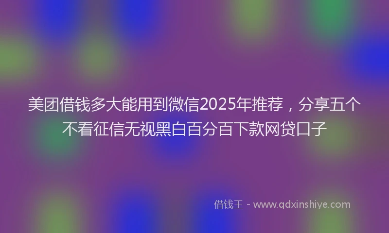 美团借钱多大能用到微信2025年推荐，分享五个不看征信无视黑白百分百下款网贷口子