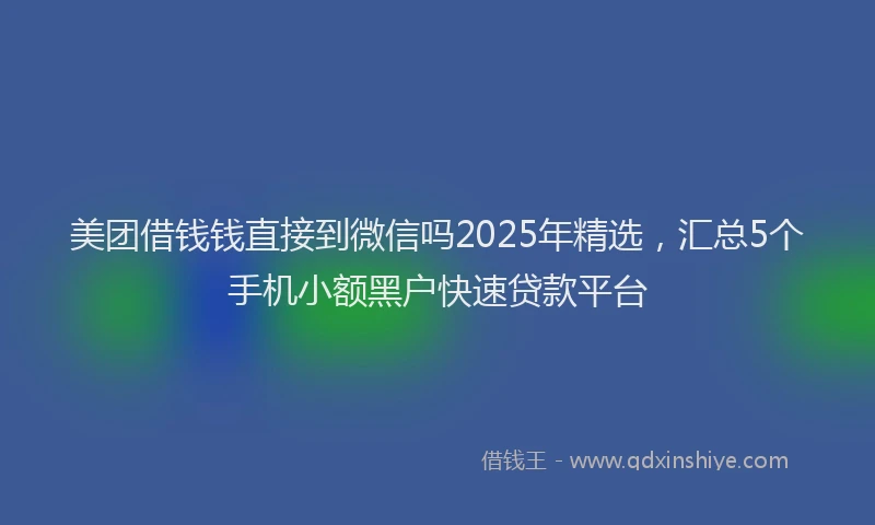 美团借钱钱直接到微信吗2025年精选，汇总5个手机小额黑户快速贷款平台