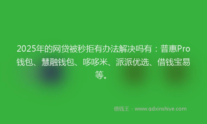 2025年的网贷被秒拒有办法解决吗有：普惠Pro钱包、慧融钱包、哆哆米、派派优选、借钱宝易等。