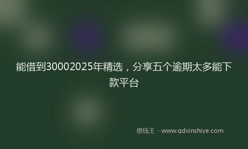 能借到30002025年精选，分享五个逾期太多能下款平台