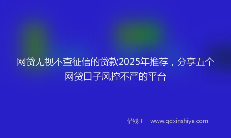 网贷无视不查征信的贷款2025年推荐，分享五个网贷口子风控不严的平台