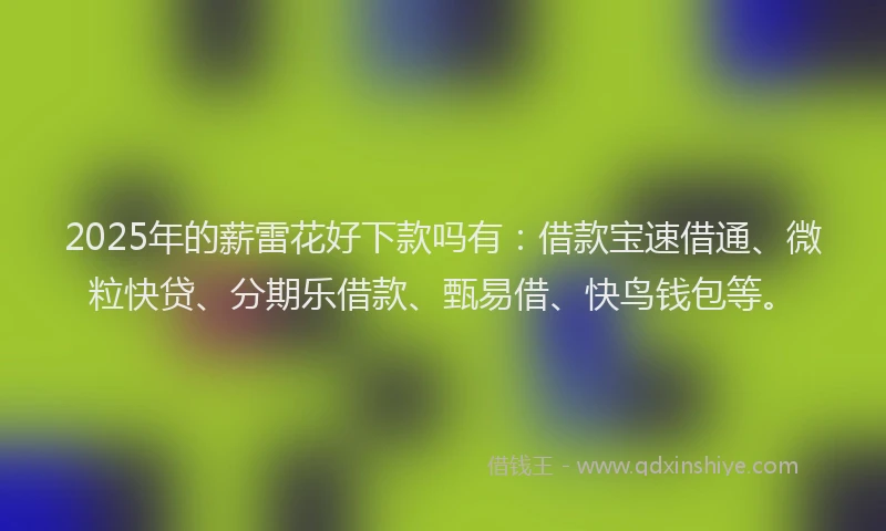 2025年的薪雷花好下款吗有：借款宝速借通、微粒快贷、分期乐借款、甄易借、快鸟钱包等。