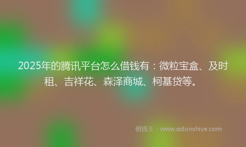2025年的腾讯平台怎么借钱有：微粒宝盒、及时租、吉祥花、森泽商城、柯基贷等。