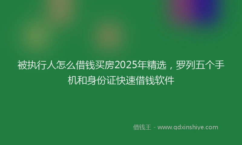 被执行人怎么借钱买房2025年精选，罗列五个手机和身份证快速借钱软件