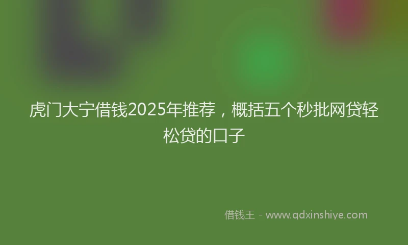 虎门大宁借钱2025年推荐，概括五个秒批网贷轻松贷的口子