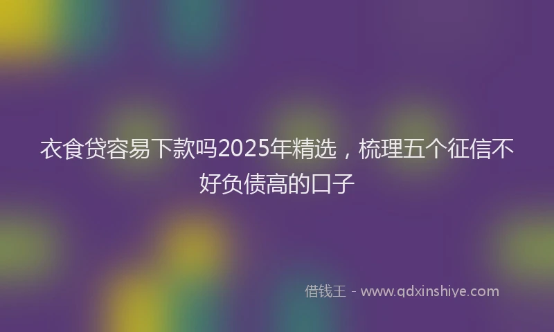 衣食贷容易下款吗2025年精选，梳理五个征信不好负债高的口子