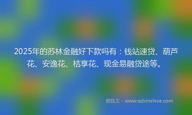 2025年的苏林金融好下款吗有：钱站速贷、葫芦花、安逸花、桔享花、现金易融贷途等。