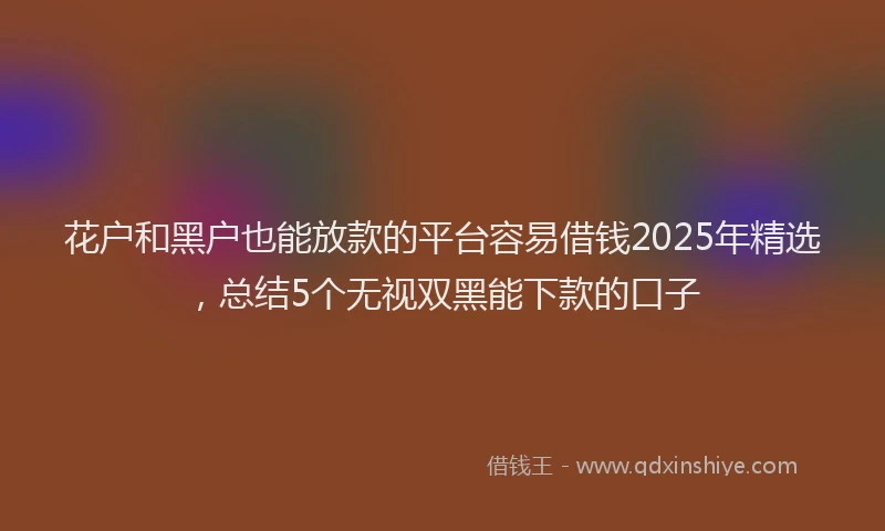 花户和黑户也能放款的平台容易借钱2025年精选，总结5个无视双黑能下款的口子