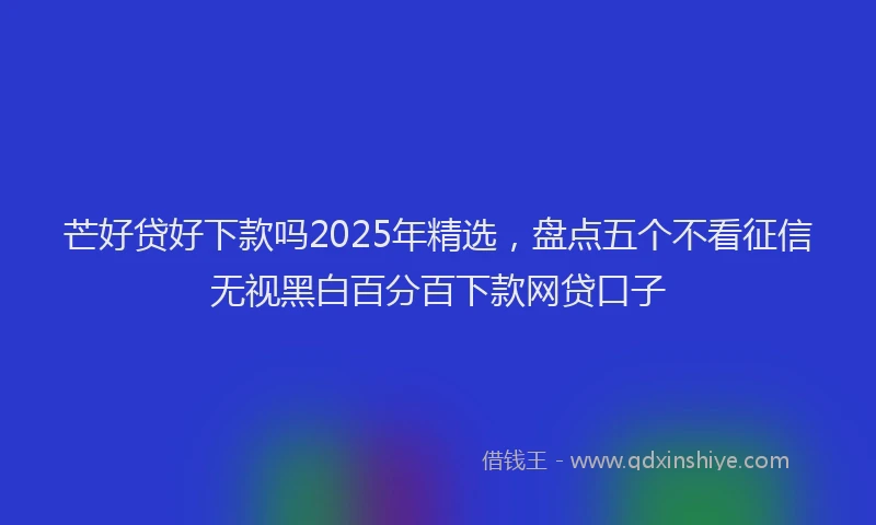 芒好贷好下款吗2025年精选，盘点五个不看征信无视黑白百分百下款网贷口子