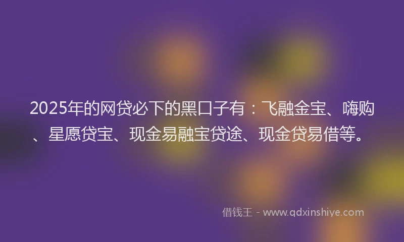 2025年的网贷必下的黑口子有：飞融金宝、嗨购、星愿贷宝、现金易融宝贷途、现金贷易借等。