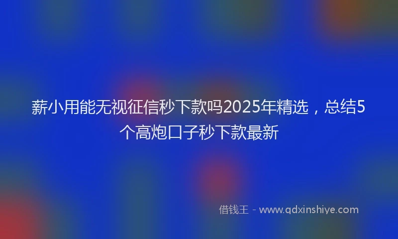 薪小用能无视征信秒下款吗2025年精选，总结5个高炮口子秒下款最新
