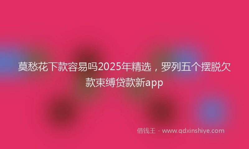 莫愁花下款容易吗2025年精选，罗列五个摆脱欠款束缚贷款新app