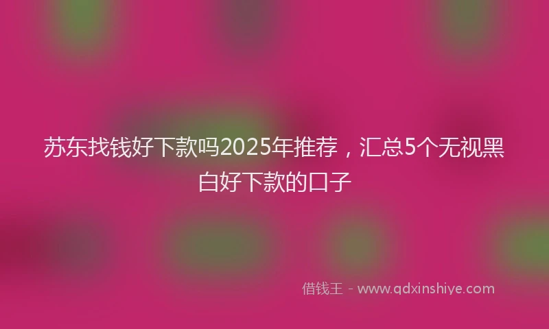 苏东找钱好下款吗2025年推荐，汇总5个无视黑白好下款的口子