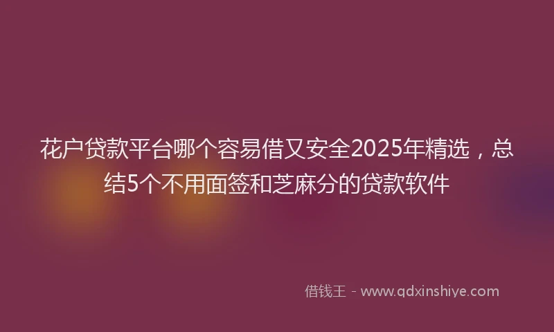 花户贷款平台哪个容易借又安全2025年精选，总结5个不用面签和芝麻分的贷款软件