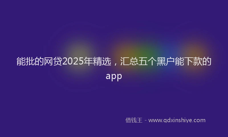 能批的网贷2025年精选，汇总五个黑户能下款的app