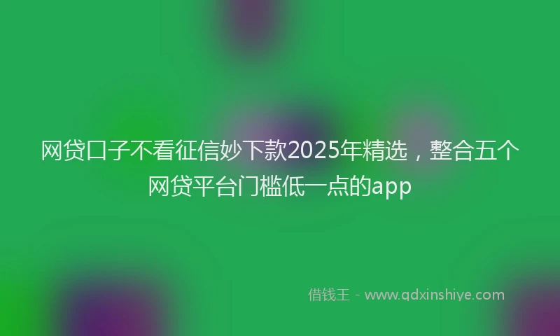 网贷口子不看征信妙下款2025年精选，整合五个网贷平台门槛低一点的app