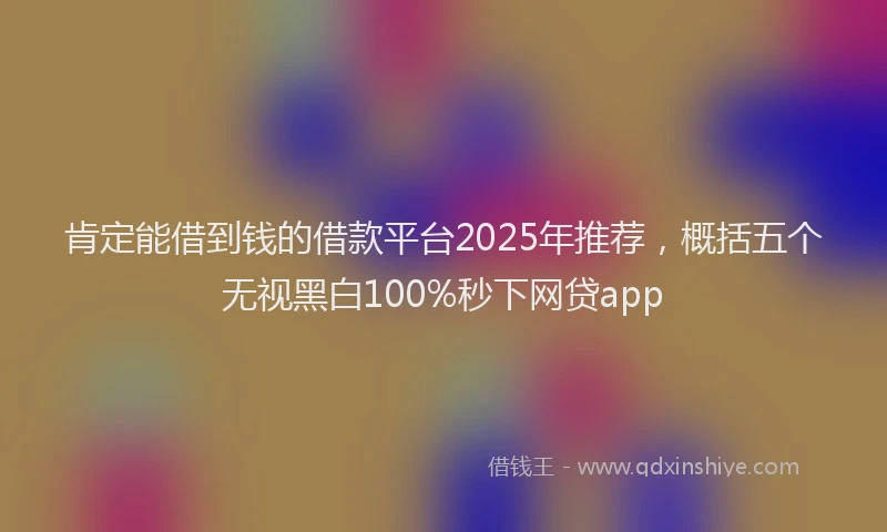 肯定能借到钱的借款平台2025年推荐，概括五个无视黑白100%秒下网贷app
