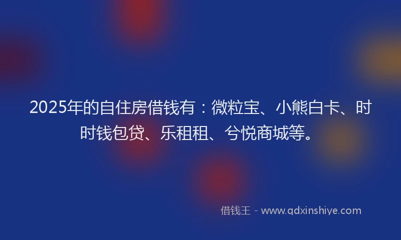 2025年的自住房借钱有：微粒宝、小熊白卡、时时钱包贷、乐租租、兮悦商城等。
